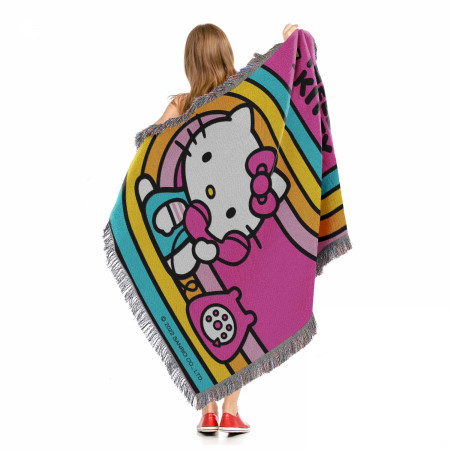 Hello Kitty Let's Chat Tapestry Throw Blanket 48" x 60"